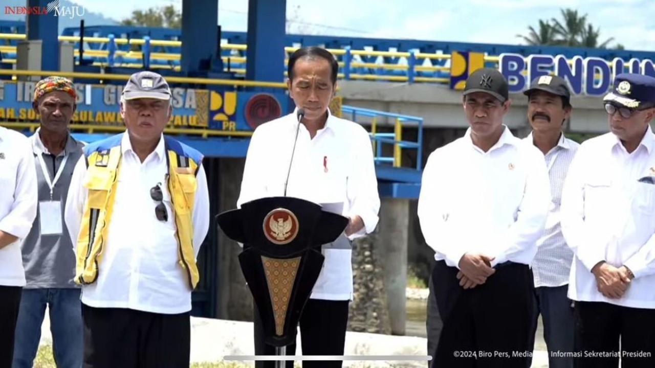 Presiden Jokowi meresmikan rehabilitasi irigasi Gumbasa, Kabupaten Sigi, Sulteng/Foto: Sekretariat Kabinet