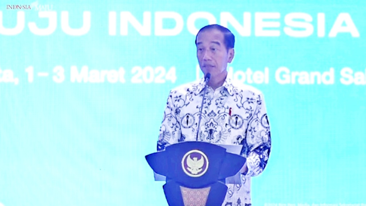 Presiden Jokowi saat memberi sambutan pada Kongres XXIII PGRI di Jakarta, Sabtu 2 Maret 2024/youtube sekretariat presiden