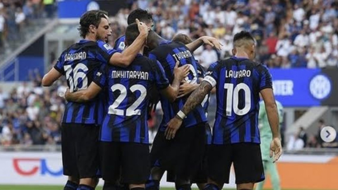 Selebrasi skuad Inter Milan di Serie A Italia