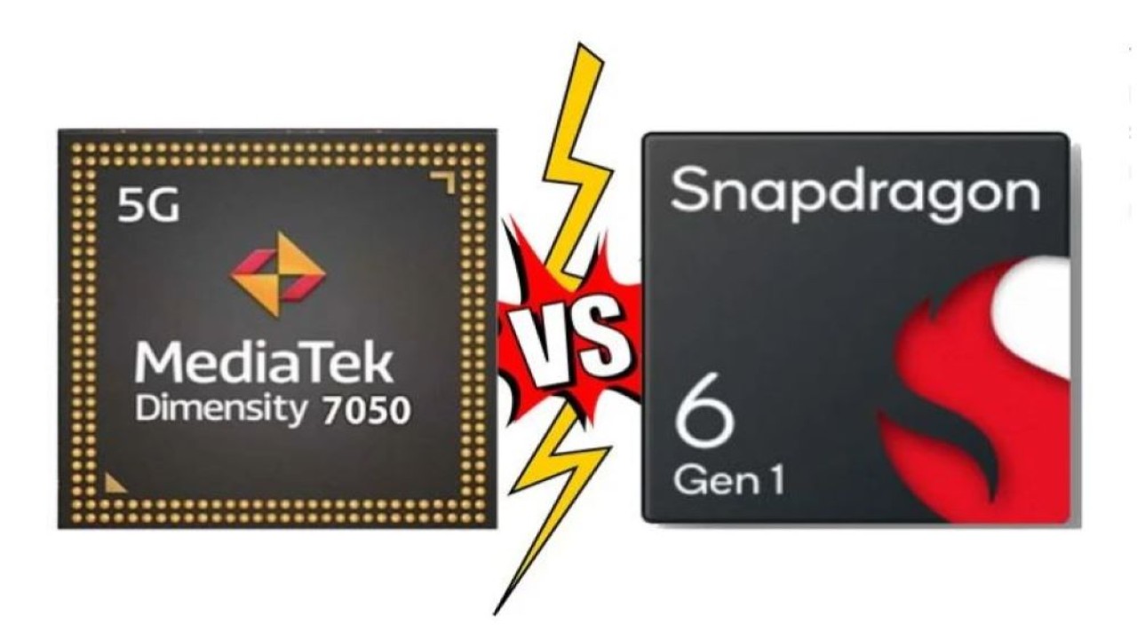 Perbedaan chipset MediaTek Dimensity 7050 vs Snapdragon 6 Gen 1. (Foto: Gizmochina)