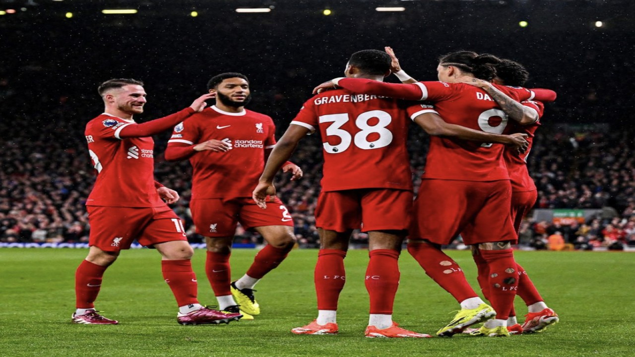 Liverpool merayakan kemenangan atas Sheffield United pada lanjutan Liga Inggris 2023/2024. (Instagram Liverpool)