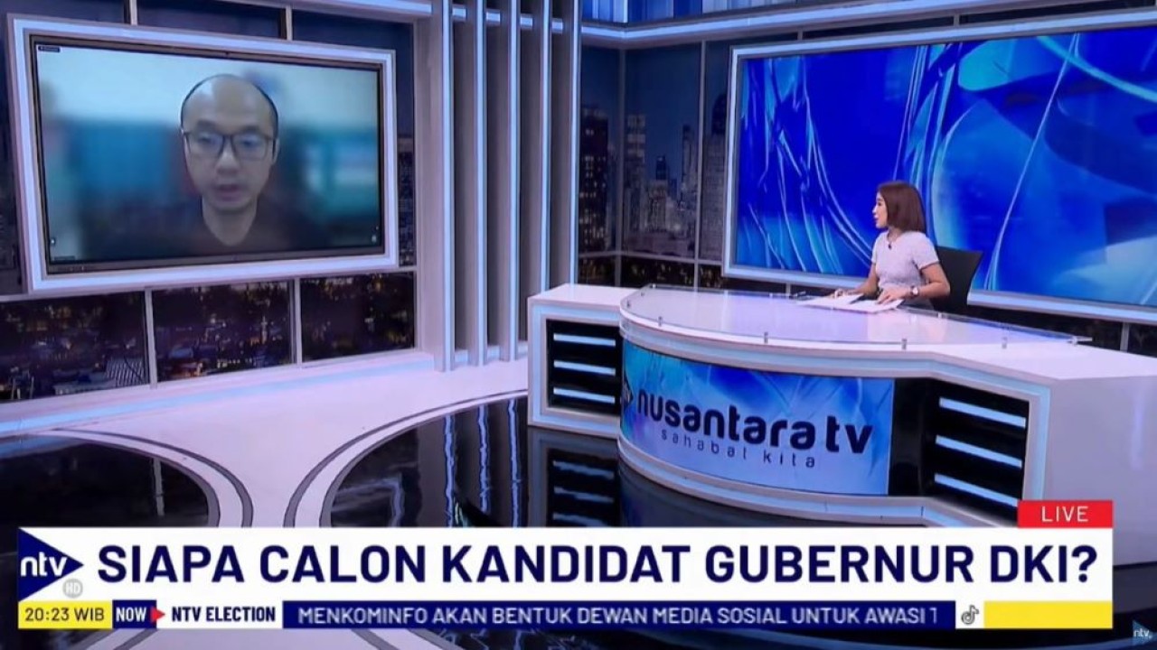 Direktur Eksekutif Charta Politika Indonesia, Yunarto Wijaya saat menjadi narasumber dalam program NTV Election di Nusantara TV, Selasa (28/5/2024).