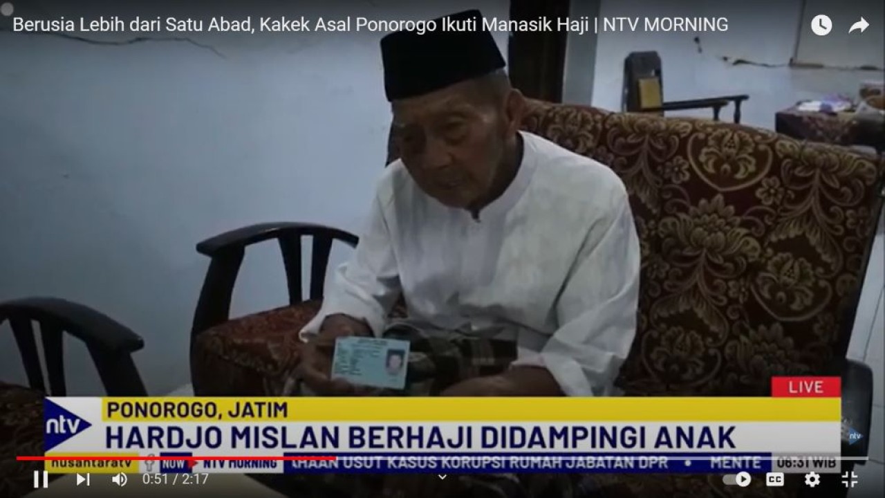 Hardjo Mislan yang telah berusia 110 tahun tetap bersemangat untuk menunaikan ibadah haji tahun ini