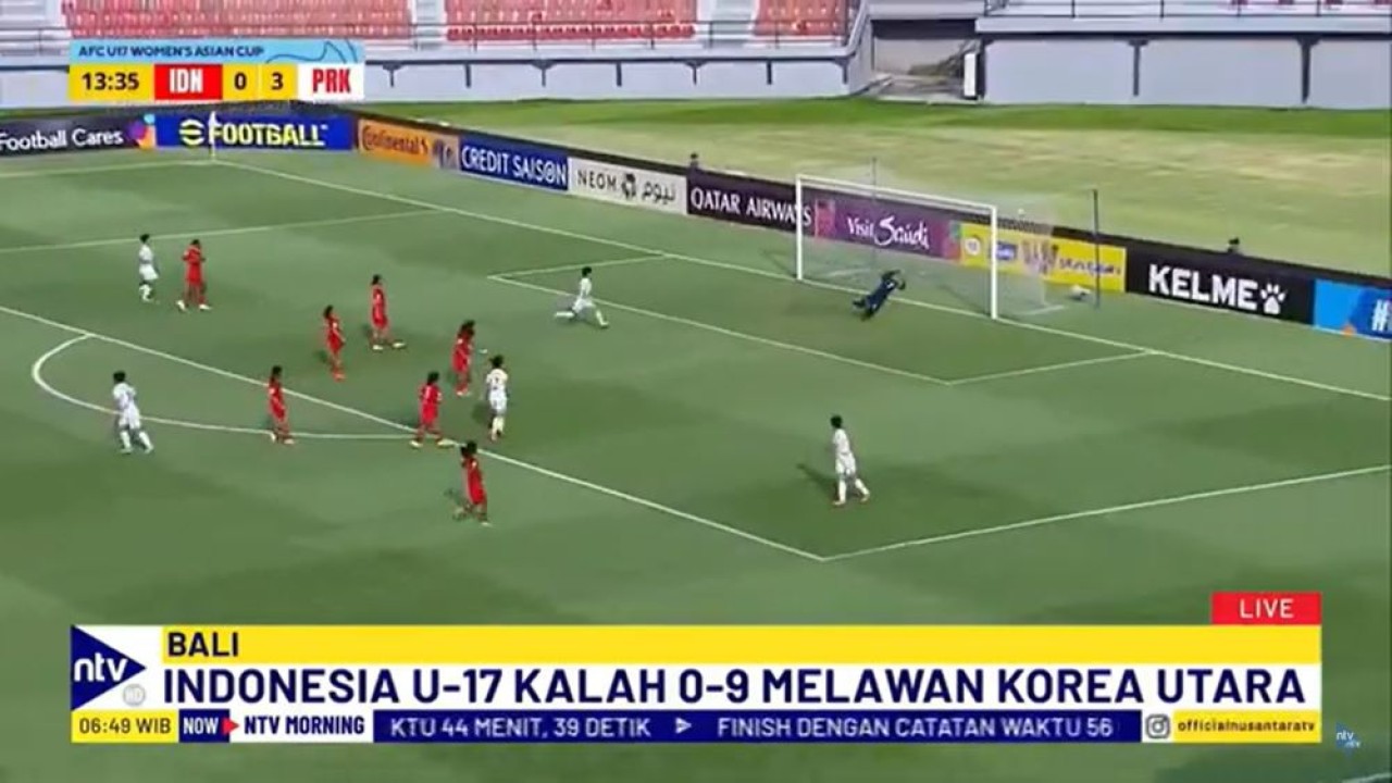 Timnas Putri U17 Indonesia kalah 0-9 dari Korea Utara dalam laga terakhir penyisihan Grup A Piala Asia 2024