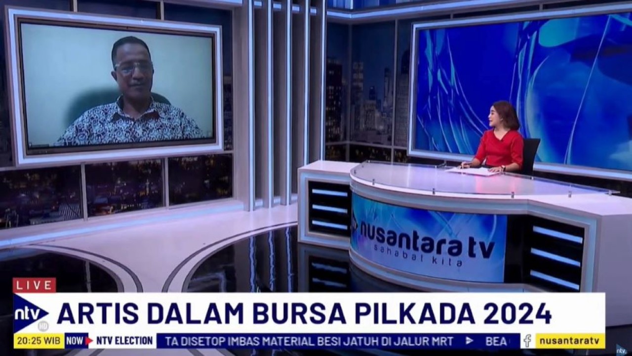 Pengamat Politik Forum Masyarakat Peduli Parlemen, Lucius Karus saat menjadi narasumber dalam program NTV Election di Nusantara TV, Kamis (30/5/2024).
