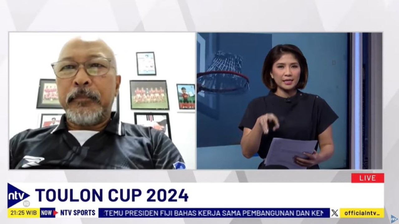 Fakhri Husaini saat menjadi narasumber pada program NTV Sport di Nusantara TV, Senin (20/5/2024).