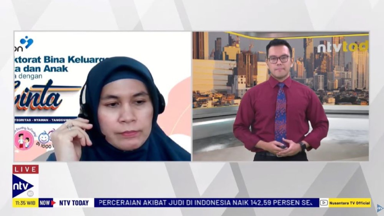 Direktur Bina Keluarga Balita dan Anak BKKBN, dr. Irma Ardiana saat menjadi narasumber dalam program di NTV Today di Nusantara TV, Jumat (14/6/2024).