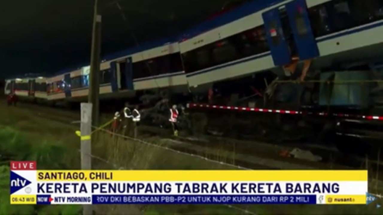 Tabrakan maut melibatkan kereta penumpang dan kereta barang terjadi di Chili/tangkapan layar NTV