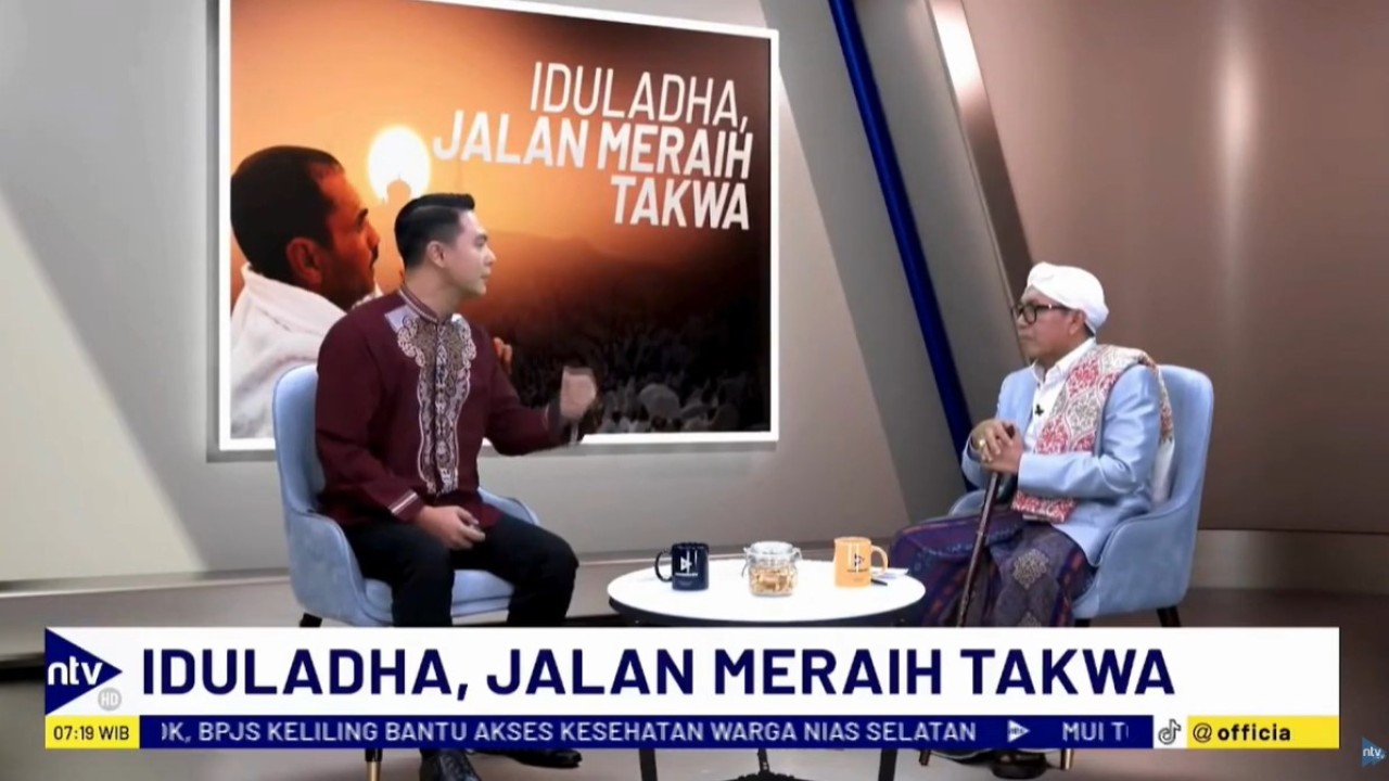 Ketua Aswaja NU Center KH Misbahul Munir saat menjadi narasumber di Nusantara TV dalam dialog "Idul Adha, Jalan Meraih Takwa", Senin (17/6/2024).