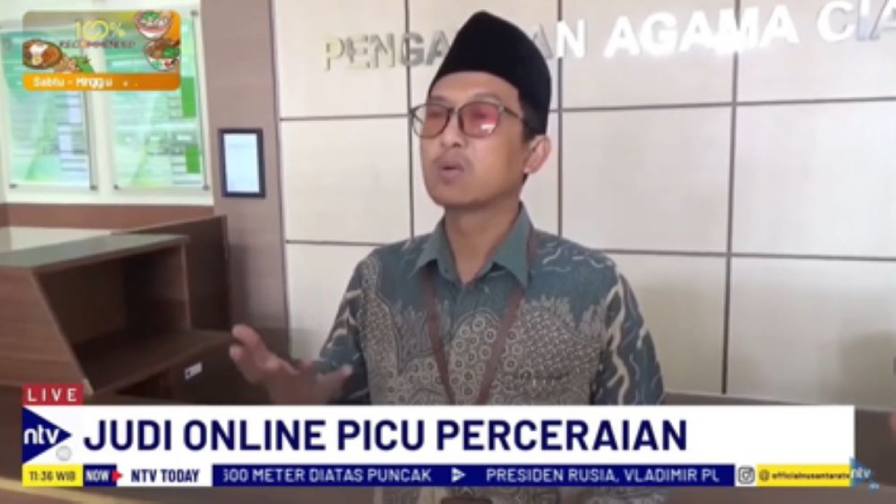 Humas Pengadilan Agama Cianjur, Asep Husni memberikan keterangan pers terkait melonjaknya kasus perceraian di Cianjur akibat judi online/tangkapan layar NTV