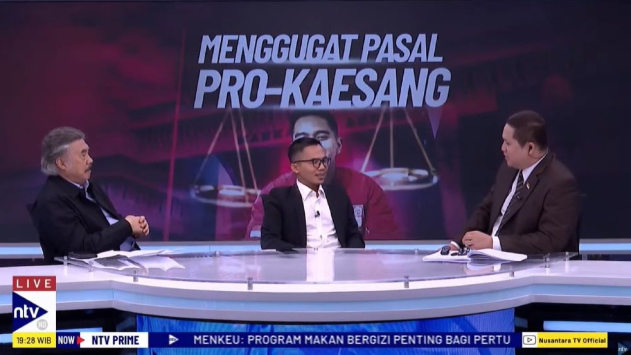 Ketua Gradasi Abdul Hakim bersama Prof. Dr. Topane Gayus Lumbuun, S.H., M.H., saat menjadi narasumber dalam program NTV Prime di Nusantara TV, Selasa (4/6/2024).