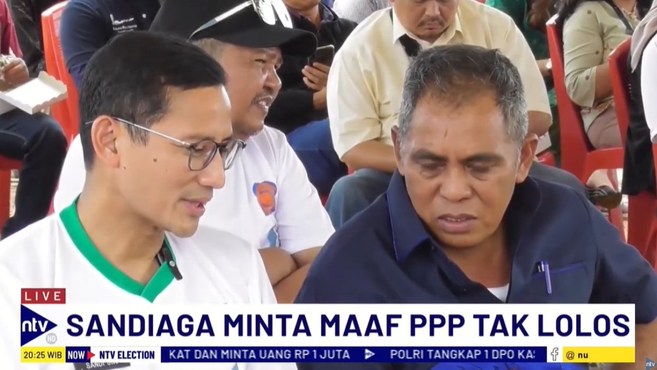 Sandiaga Uno meminta maaf belum dapat wujudkan PPP lolos ke Senayan.