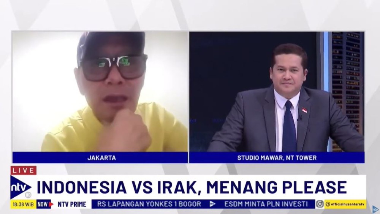 Pengamat sepak bola Hardimen Koto saat menjadi narasumber dalam program NTV Prime di Nusantara TV, Rabu (5/6/2024).