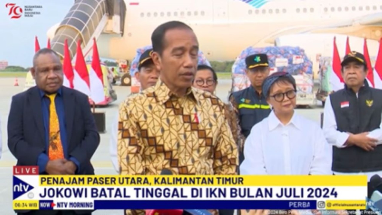 Presiden Joko Widodo (Jokowi) memberikan keterangan pers soal dirinya batal berkantor di IKN bulan ini/tangkapan layar NTV