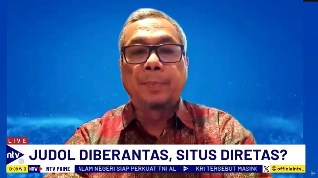 Wakil Ketua Harian Satgas Pemberantasan Judi Online, Usman Kasong saat menjadi narasumber dalam program dialo NTV Prime di Nusantara TV, Jumat (12/7/2024).