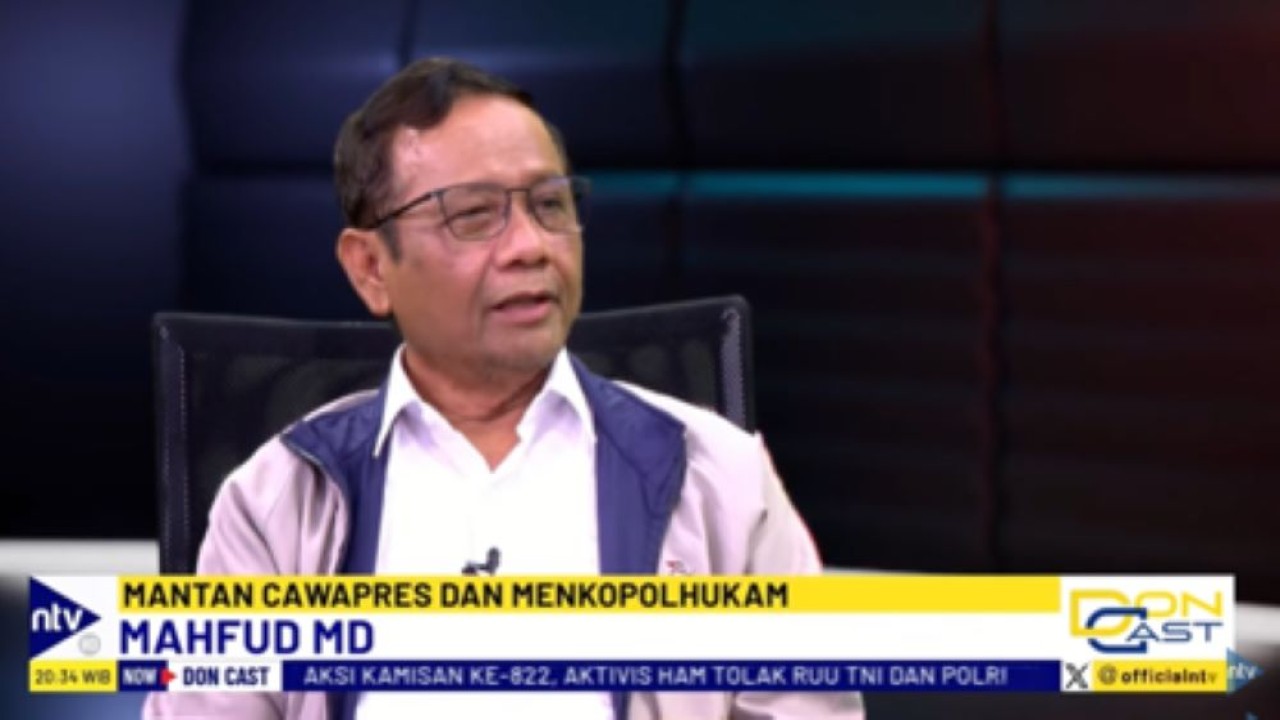 Prof Mahfud MD saat tampil dalam acara DonCast di NusantaraTV/tangkapan layar NTV
