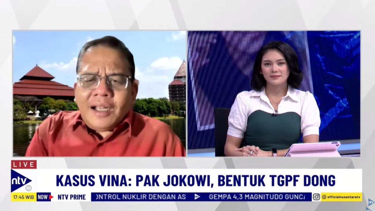 Kriminolog Universitas Indonesia (UI), Adrianus Meliala saat menjadi narasumber program dialog NTV Prime di Nusantara TV, Kamis (19/7/2024).