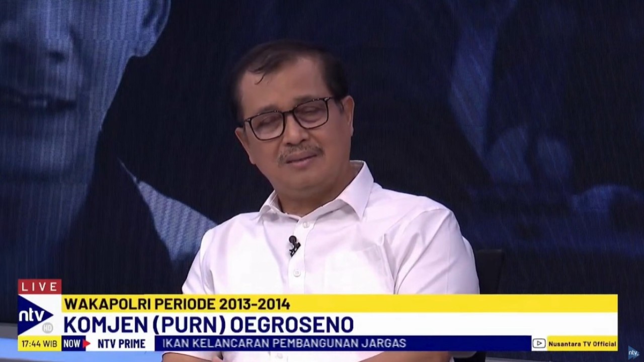 Mantan Wakapolri, Komjen Pol (Purn) Oegroseno saat menjadi narasumber dalam program dialog NTV Prime di Nusantara TV, Rabu (24/7/2024).