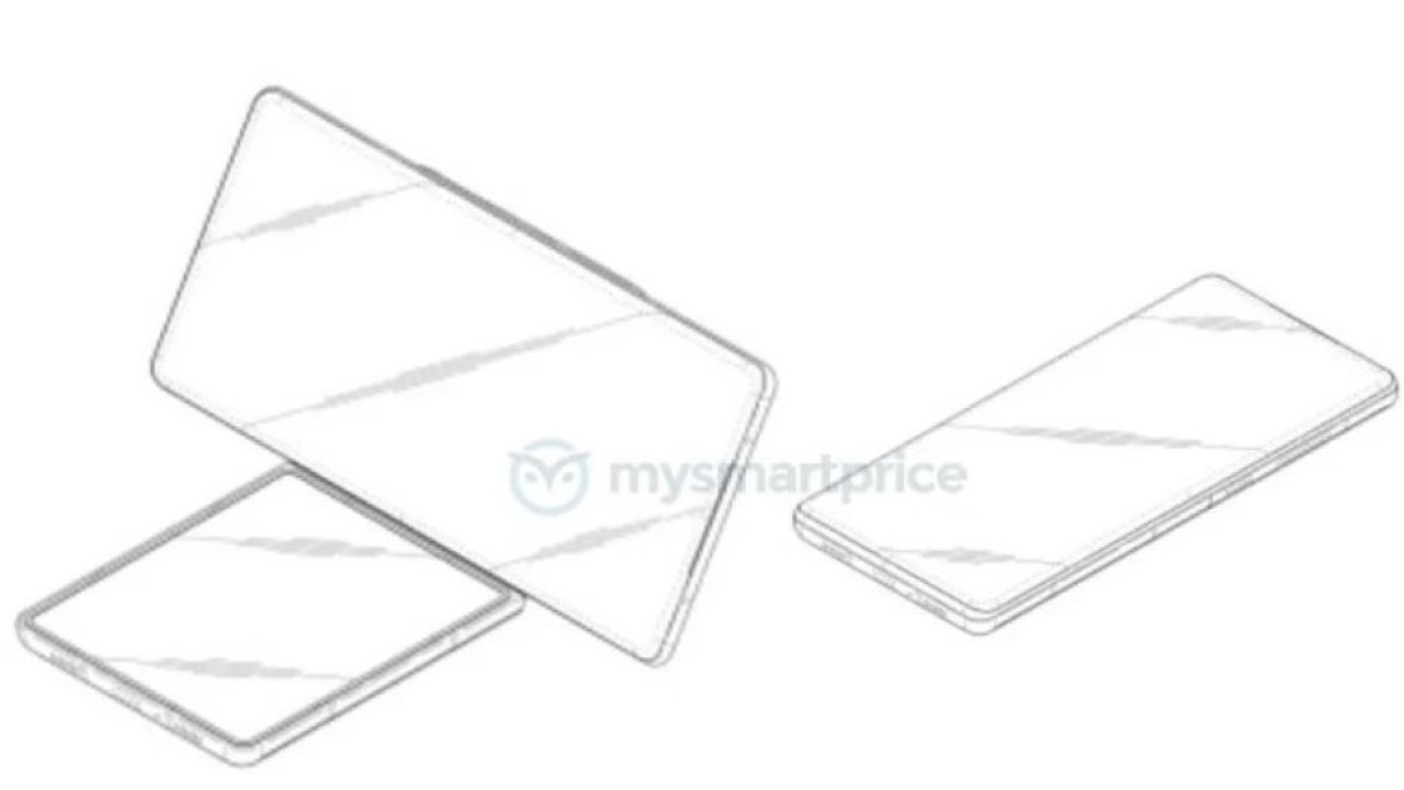 Paten baru Samsung mengungkap perangkat seperti LG Wing namun dengan engsel. (Foto: Istimewa via Gizmochina)