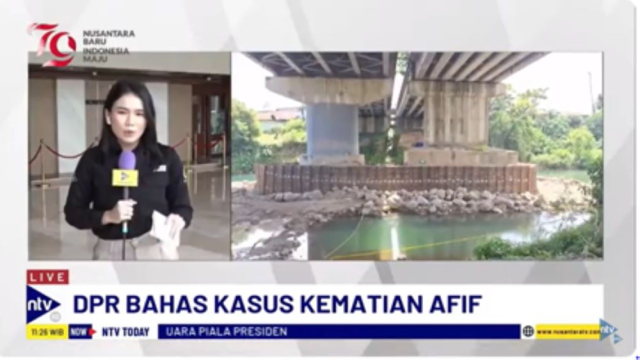 Jurnalis NusantaraTV Elisa Sinaga melaporkan RDPU Komisi III DPR RI bersama Polda Jabar, Polresta Padang, keluarga korban dan tim kuasa hukum korban Afif Maulana di Jakarta/tangkapan layar NTV