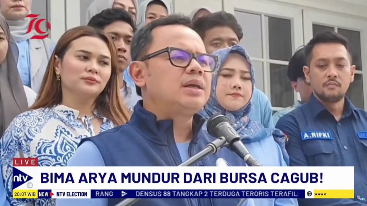 Bima Arya Sugiarto resmi mengundurkan diri dari kontestasi Pemilihan Gubernur Jawa Barat 2024.