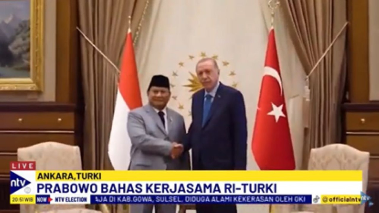 Prabowo Subianto bertemu Presiden Turki Recep Tayyip Erdogan di Istana Kepresidenan Turki di Ankara