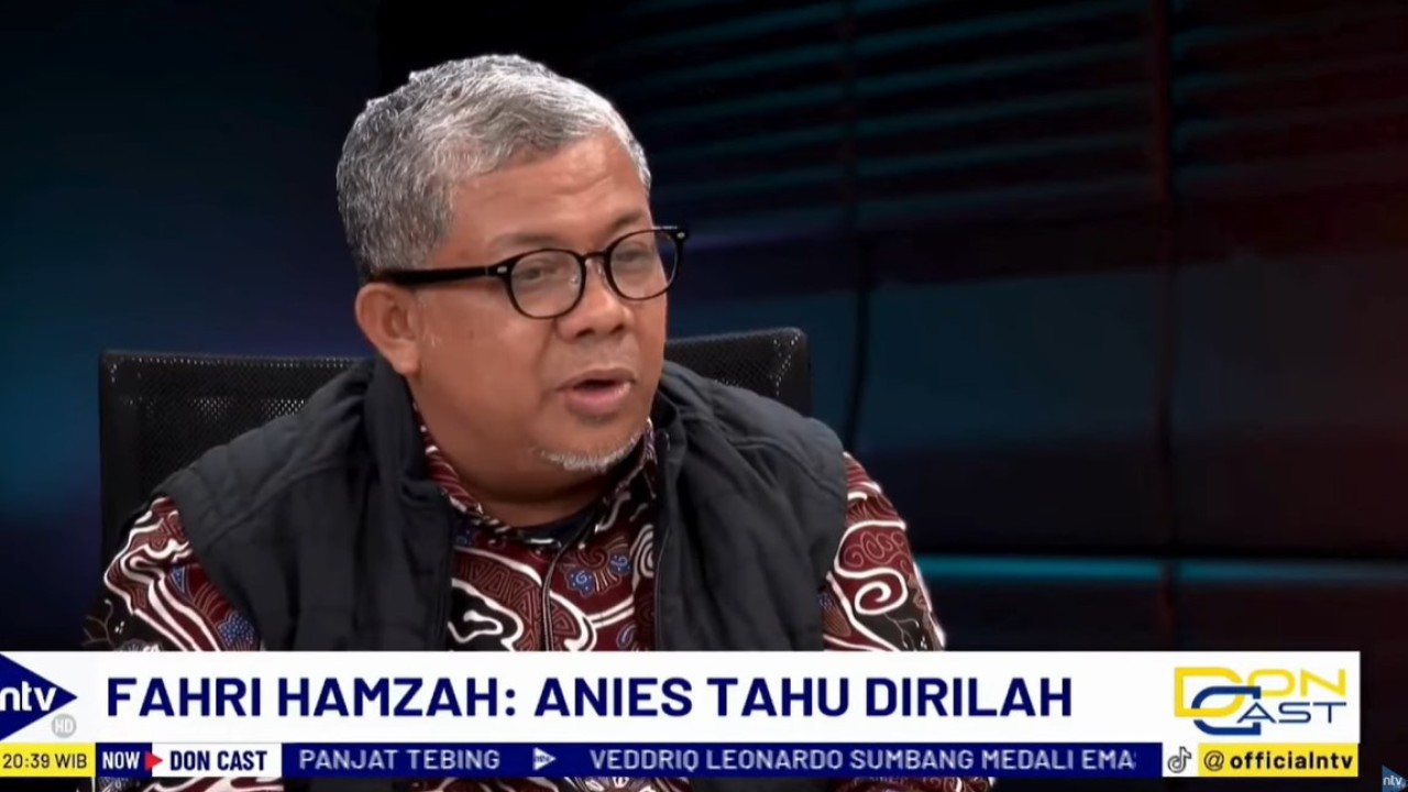 Fahri Hamzah saat tampil sebagai bintang tamu dalam Program DonCast di Nusantara TV yang dipandu jurnalis senior Don Bosco Selamun dan Donny de Keizer, Kamis, 8 Agustus 2024.