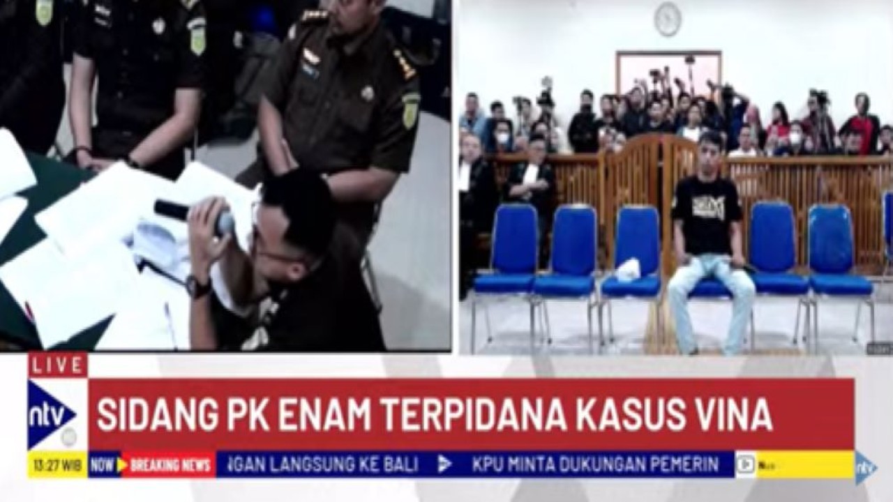 Jaksa Penuntut Umum terlibat perdebatan dengan kuasa hukum enam terpidana kasus Vina di Sidang PK/tangkapan layar NTV