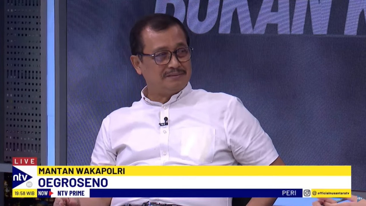 Eks Wakapolri (2013-2014) Oegroseno saat menjadi narasumber dalam program Dialog NTV Prime di Nusantara TV, Senin (9/9/2024).