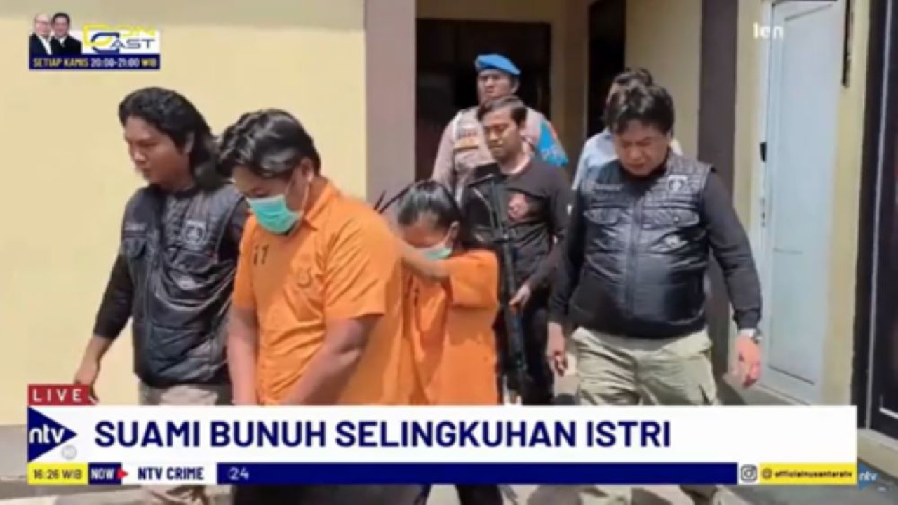 Pasutri pelaku pembunuhan korban Wawan Setiawan digiring petugas