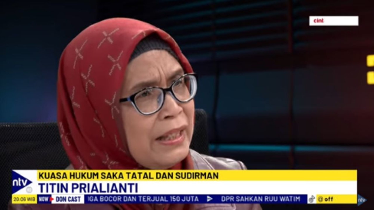 Kuasa hukum Saka Tatal mantan terpidana kasus Vina, Titin Aprilianti di acara DonCast NusantaraTV/tangkapan layar NTV