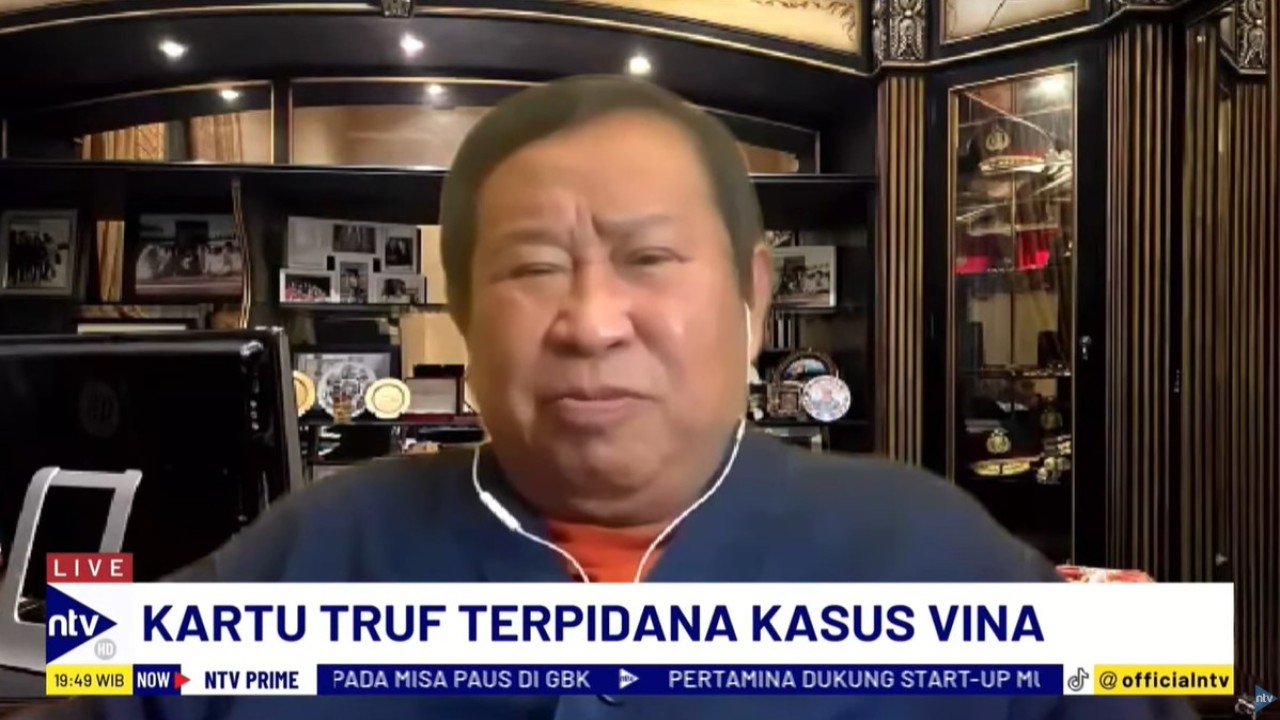 Mantan Kabareskrim Polri (2008-2009) Komjen Pol (Purn) Susno Duadji saat menjadi narasumber dalam program Dialog NTV Prime di Nusantara TV, Kamis (5/9/2024).