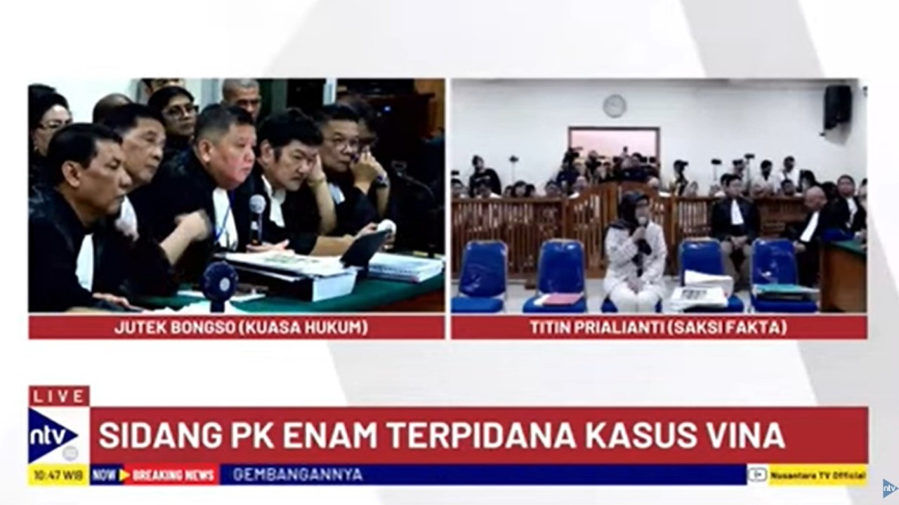 Titin Prialianti menjadi saksi fakta dalam lanjutan sidang PK enam terpidana kasus Vina di Pengadilan Negeri Cirebon, Jawa Barat, Rabu (25/9/2024).