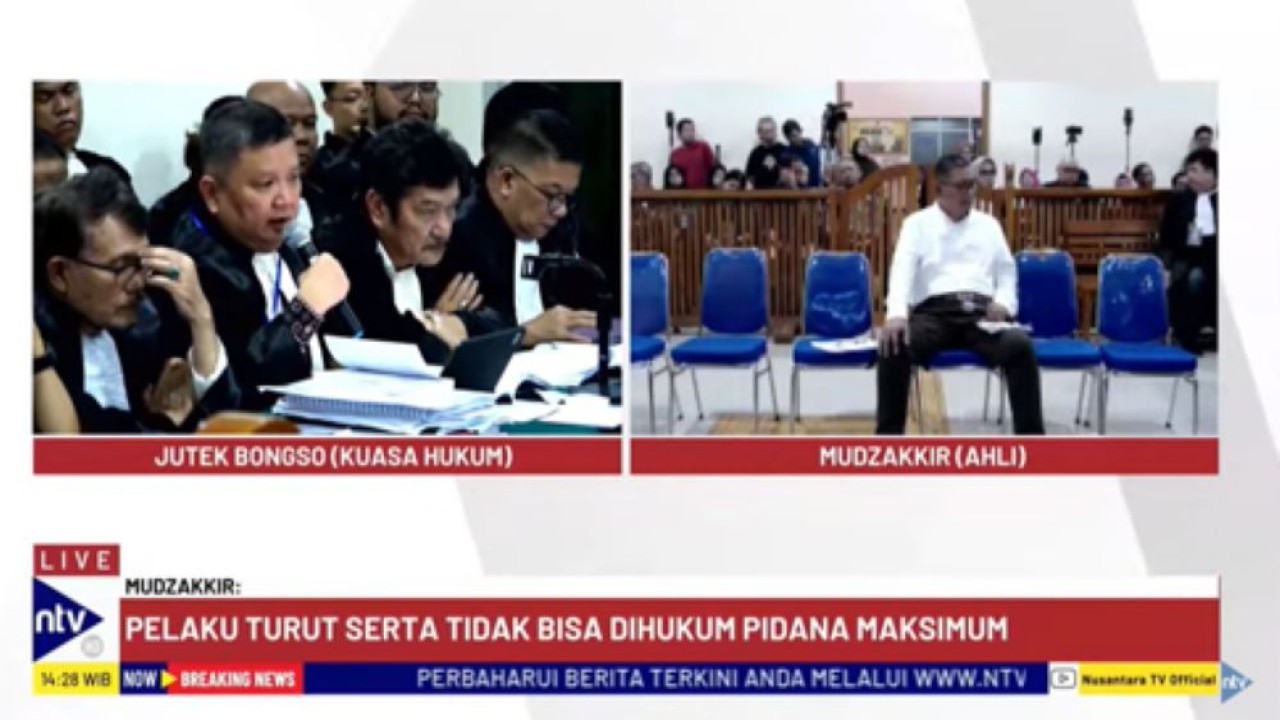 Ahli Hukum Pidana Prof Mudzakir menjadi saksi dalam Sidang PK enam terpidana kasus Vina/tangkapan layar NTV