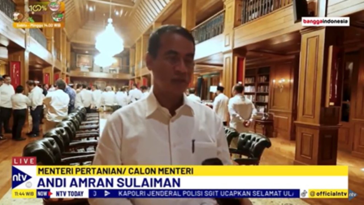 Menteri Pertanian Amran Sulaiman yang juga calon menteri di kabinet Prabowo mengikuti pembekalan