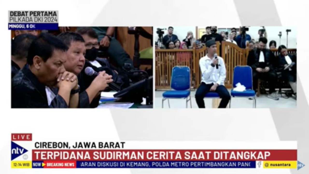 Terpidana kasus Vina Sudirman hadir di Sidang PK di PN Cirebon/tangkapan layar NTV