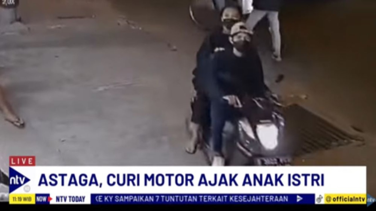 Sosok pelaku pencurian yang mengajak anak dan istrinya saat beraksi tertangkap kamera CCTV