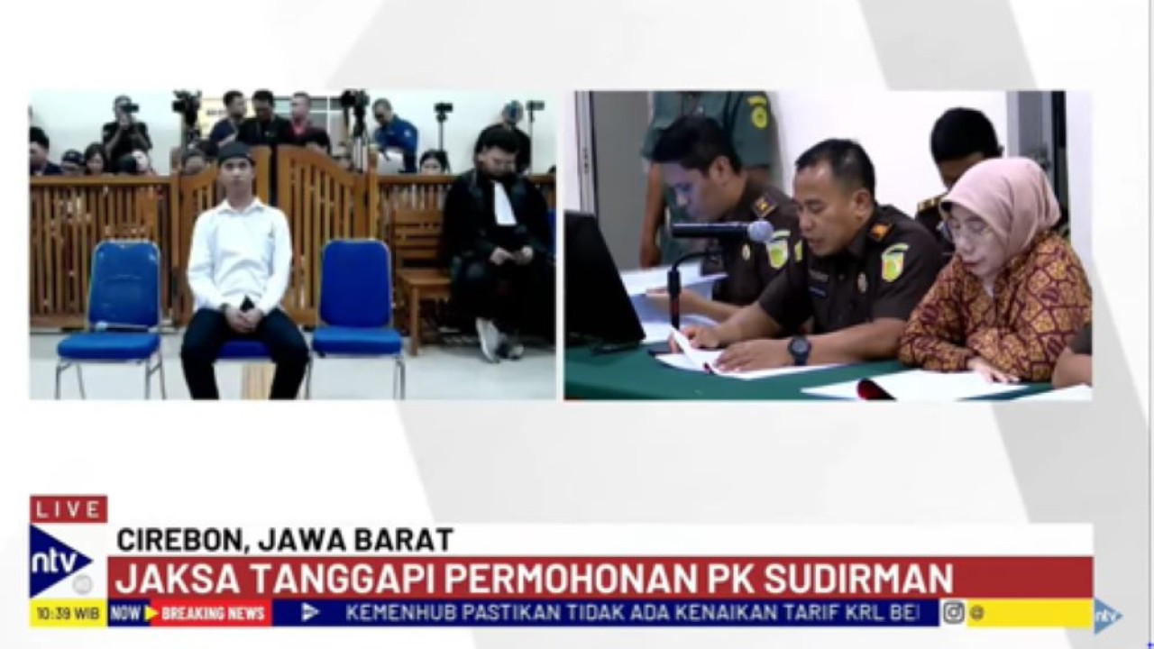 Jaksa penuntut umum Sugeng Riyanta saat membacakan tenggapan terhadap permohonan PK Sudirman/tangkapan layar NTV