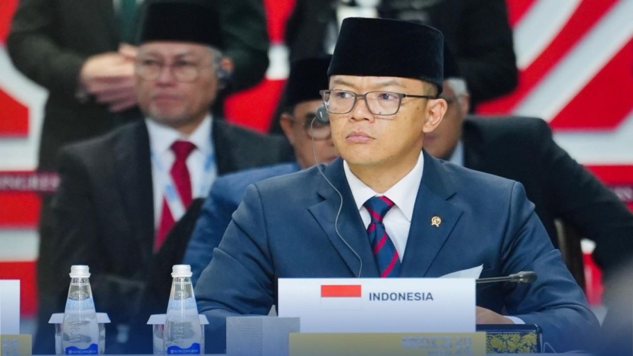 Menteri Luar Negeri (Menlu) RI Sugiono dalam Konferensi Tingkat Tinggi (KTT) BRICS Plus di Kazan, Rusia, Kamis (24/10/2024). (Foto: Instagram @kemlu-ri)