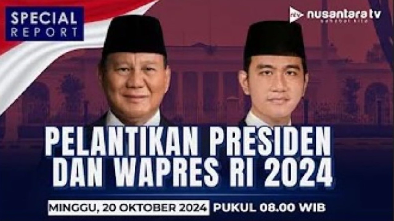 Berbagai momen yang terjadi dalam proses pelantikan Prabowo-Gibran dapat Anda saksikan melalui tayangan SPECIAL REPORT Nusantara TV, Minggu, 20 Oktober 2024.