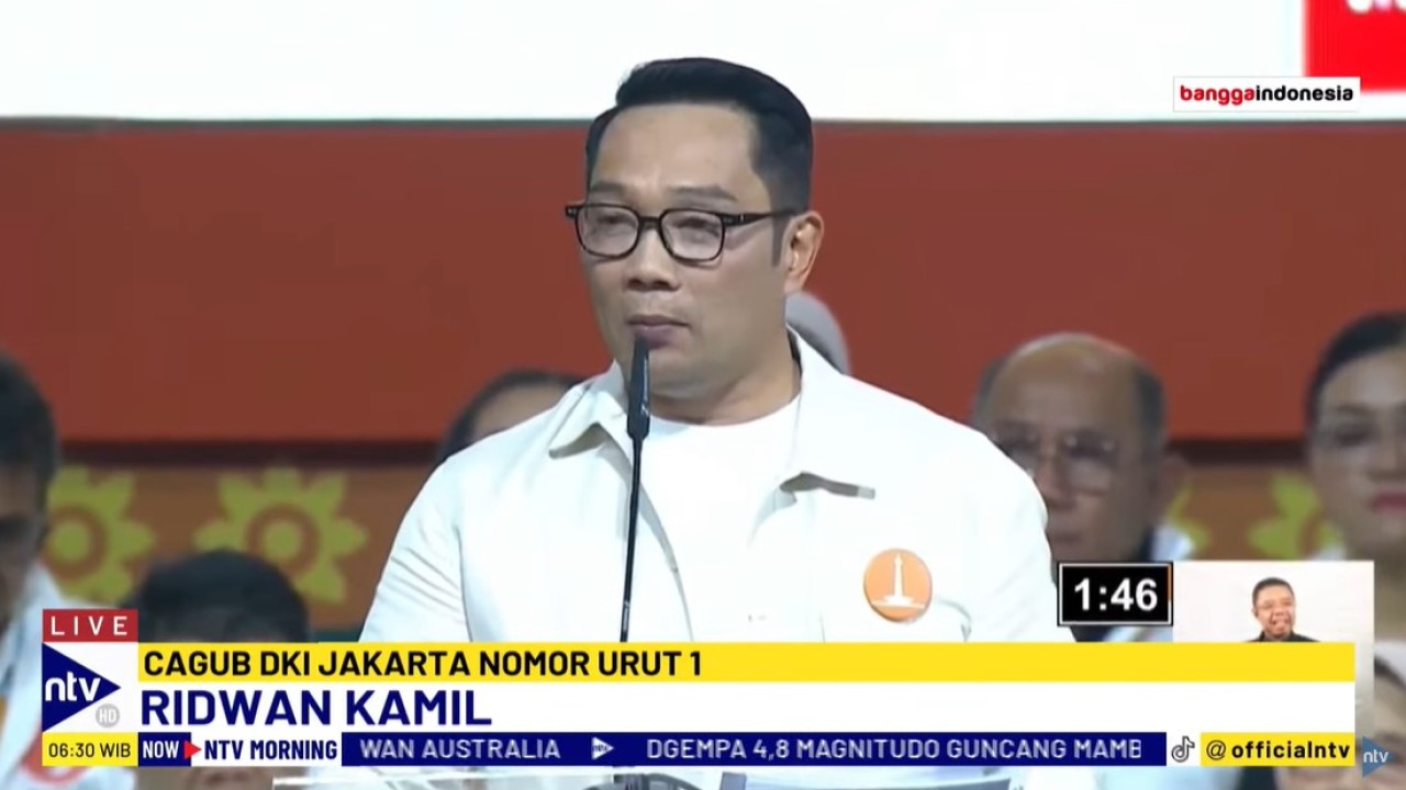 Calon Gubernur DKI Jakarta nomor urut 1 Ridwan Kamil.