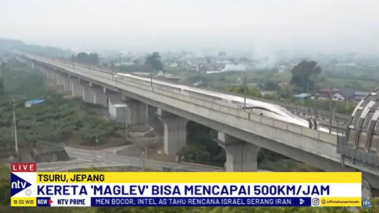 Kereta super cepat Jepang Maglev sedang diuji coba/tangkapan layar NTV