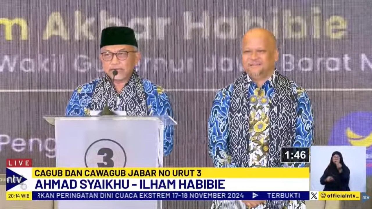 Pasangan Calon Gubernur (Cagub) dan Calon Wakil Guberur (Cawagub) Jawa Barat (Jabar) nomor urut 3, Ahmad Syaikhu-Ilham Habibie (ASIH).