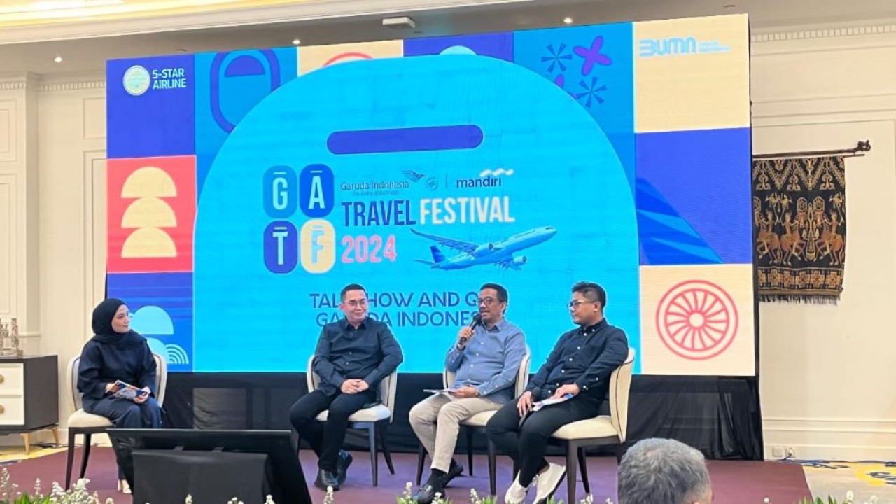 Direktur Utama Garuda Indonesia Wamildan Tsani menjelaskan berbagai tawaran menarik dalam Garuda Indonesia Travel Festival 2024/Foto: Istimewa