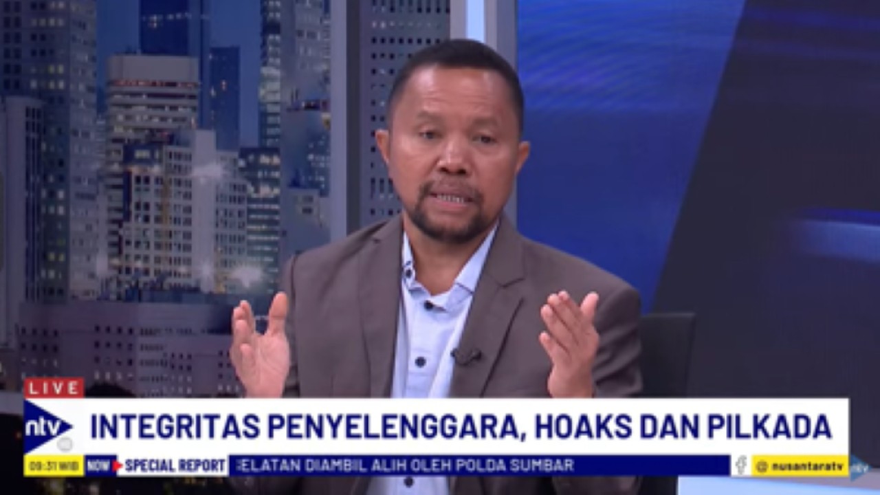 Pendiri Koalisi Cek Fakta, Wenseslaus Manggut dalam dialog Special Report Pilkada Serentak 2024 di NusantaraTV/tangkapan layar NTV