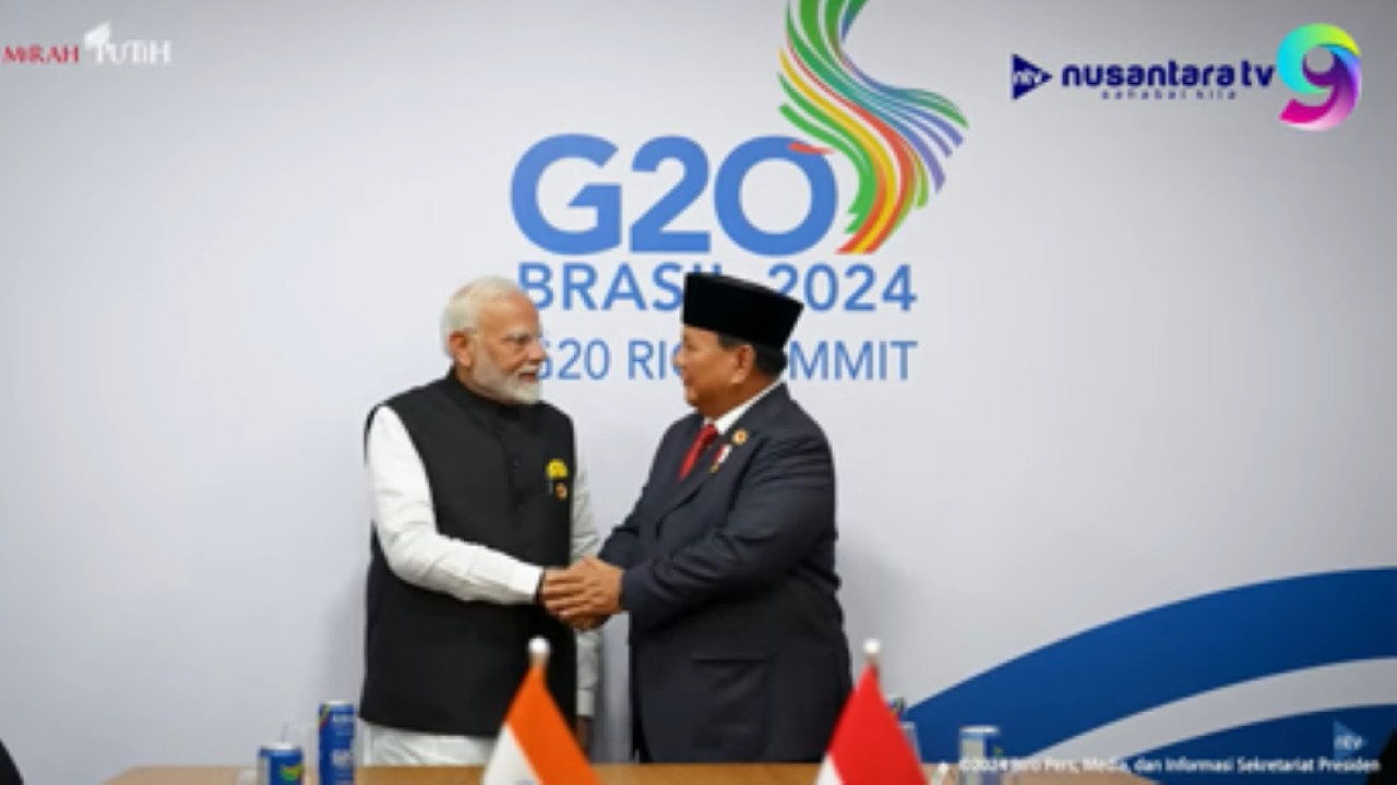 Presiden Prabowo Subianto melakukan pertemuan bilateral dengan Perdana Menteri India, Narendra Modi di sela-sela KTT G20 di Brasil