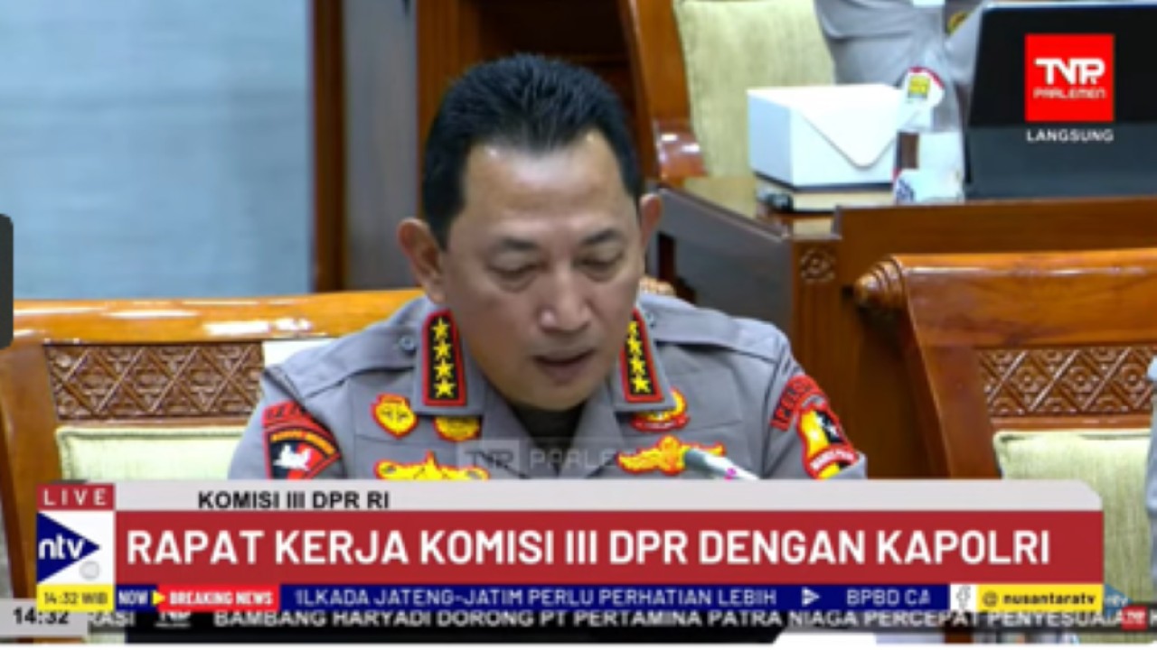 Kapolri Jenderal Pol Listyo Sigit Prabowo saat Rapat Kerja dengan Komisi III DPR RI