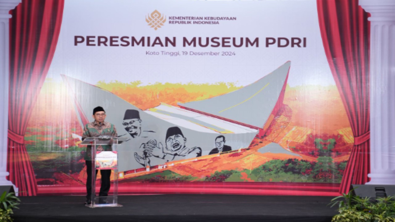 Menteri Kebudayaan Fadli Zon memberikan sambutan pada  peresmian Museum PDRI di Koto Tinggi, Kabupaten 50 Kota, Sumatera Barat/Foto: Istimewa