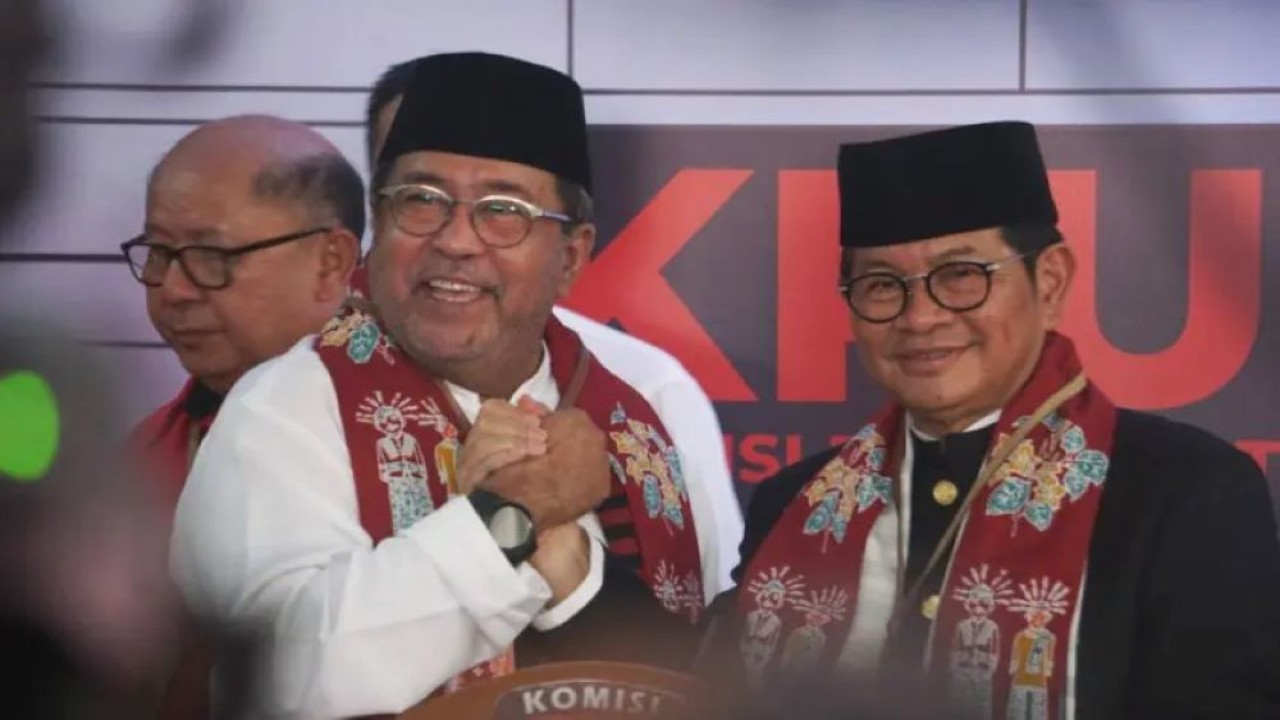 Pasangan calon gubernur dan wakil gubernur nomor urut tiga Pramono Anung-Rano Karno memenangkan Pilkada Jakarta