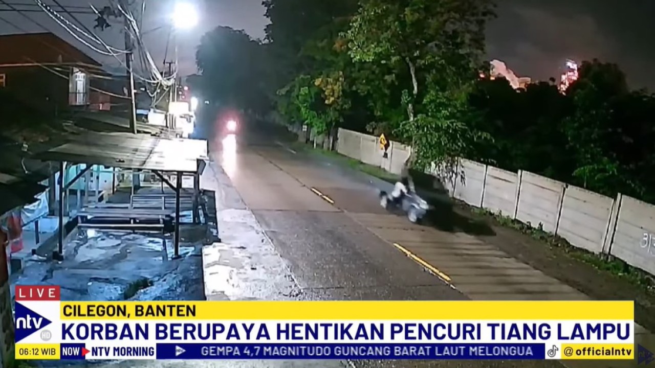 Kanit Reskrim Polsek Ciwandan, Iptu Yovan Pratama Bachdar terseret mobil pelaku saat berusaha menggagalkan aksi pencurian tiang PJU.